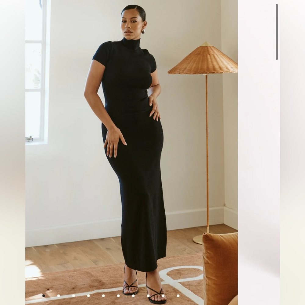 MESHSKI AVANI Mid Rise Knit Maxi Skirt - Black
